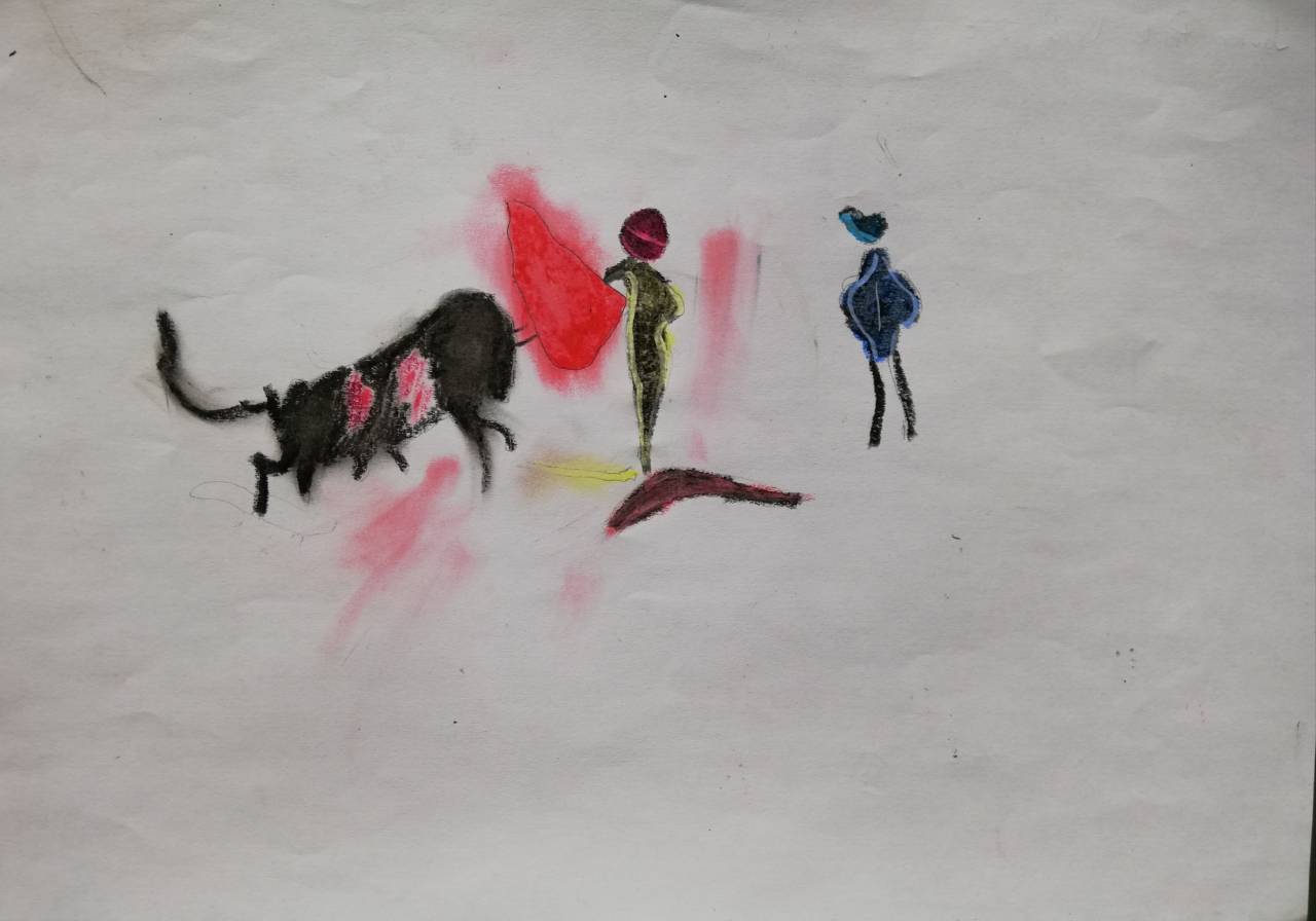 La Tauromaquia, dibujo de Javier Prieto (todos los derechos otorgados a la Fundación Orden de la Paz para el concurso Picasso Cuadros Sinfónicos en Málaga)