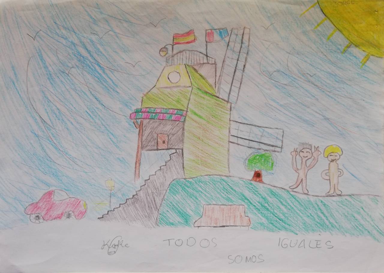 Le Moulin de la Galette, dibujo de Jorge Allanez (todos los derechos otorgados a la Fundación Orden de la Paz para el concurso Picasso Cuadros Sinfónicos en Málaga)