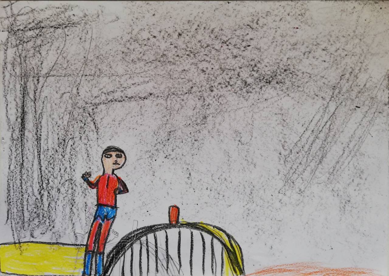 El Actor, dibujo de Julia Martín (todos los derechos otorgados a la Fundación Orden de la Paz para el concurso Picasso Cuadros Sinfónicos en Málaga)